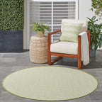 Nourison Home Courtyard Ivory Green 4' x Round Area Rug - Easy Clean, Non Shedding, Bed Room, Living Room, Dining Room, Kitchen (4' x Round)