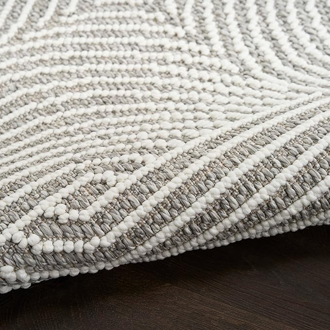 Nourison Home Textured Home Grey Ivory 2'3" x 7'6" Area Rug - Easy Clean, Non Shedding, Bed Room, Living Room, Dining Room, Kitchen (8' Runner)