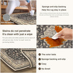 HUGEAR Machine Washable Area Rugs 6x9 Vintage Black Living Room Bedroom Rug Neutral Style Non Slip Stain Resistant Low Pile Throw Carpet for Home Retro Aesthetic Modern Decor