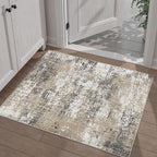 2x3 Abstract Area Rug Brown Washable Modern Entryway Carpet Non Slip Ultra Soft Neutral Low Pile Door Mat Contemporary Small Throw Rug for Bathroom Laundry Kitchen Dining Room