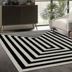 Abani Casa CAS120A Contemporary Black and Ivory Rectangular Area Rug