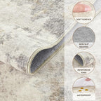 2x3 Entryway Area Rug: Washable Neutral Modern Abstract Small Rug - Non-Slip Low Pile Throw Indoor Carpet for Entrance Kitchen Front Door Mat Bathroom Entry Kids Room - Light Brown/Gray