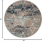Unique Loom Trellis Frieze Collection Area Rug - Geometric (5' Round, Blue Multi/ Ivory)
