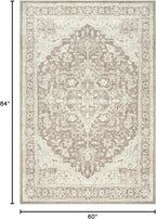 Bloom Rugs Washable Non-Slip 5' x 7' Rug - Light Brown Traditional Medallion Area Rug for Living Room, Bedroom, Dining Room, and Kitchen - Exact Size: 5' x 7'