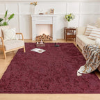Andency 6x9 Area Rugs Burgundy,Large Shag Fluffy Soft Shaggy Rugs for Living Room Bedroom, Non-Slip Thick Plush Carpet for Kids Girls and Boys, Dorm Nursery Home Decor Aesthetic