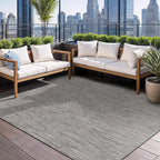 Beverly Rug Indoor Outdoor Rug 6x9, Washable Outside Carpet for Patio, Deck, Porch, Solid Modern Area Rug, Water Resistant, Silver Gray