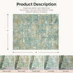WITSHOCK Living Room Area Rugs 7x9：Modern Abstract Machine Washable Large Rug for Bedroom Dining Room Non-Slip Stain Resistant Home Office Decor,Teal Brown