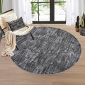 RUGSREAL Washable Round Rug 4x4 ft for Living Room Modern Round Rug Small Bedside Carpet with Rubber Backing Stain Resistant Small Entry Mat Neutral Circle Rug for Bedroom Nursery Home Decor, Grey