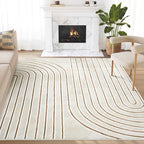 Abani Glam Collection Area Rug - Beige/Cream Modern Abstract Design - 4' x 6' - for Living Room, Bedroom & Office