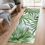 Hall Runner Rug 2x7 ft Non-Slip - Tropical Palm Leaves Design in Emerald Green - Easy Clean Washable Carpet for Hallway, Entryway, Bedroom - Durable Floor Decor