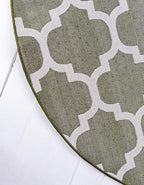 Rugs.com Lattice Collection Rug – 6 Ft Round Dark Green Medium Rug Perfect for Kitchens, Dining Rooms