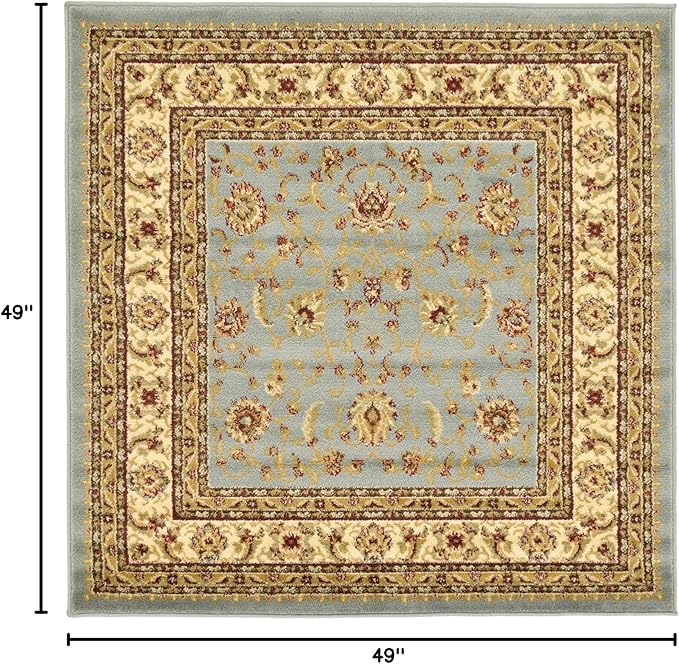Unique Loom Voyage Collection Traditional Oriental Classic Intricate Design Area Rug (4' 0 x 4' 0 Square, Light Blue/Gold)