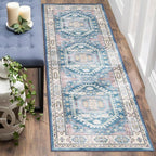 vivorug Blue Runner Rug 2'x8' Vintage Washable Non-Slip Runners for Hallways Kitchen Entryway Laundry Room Carpet Hallway Runner