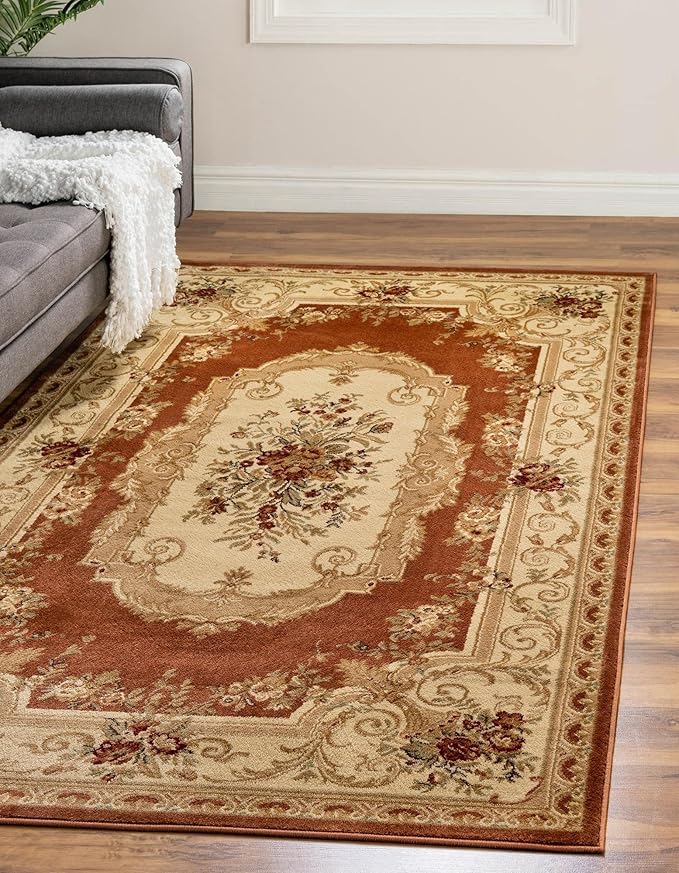 Rugs.com Chateau Collection Rug – 10' x 16' Brick Red Medium Rug Perfect for Living Rooms, Large Dining Rooms, Open Floorplans