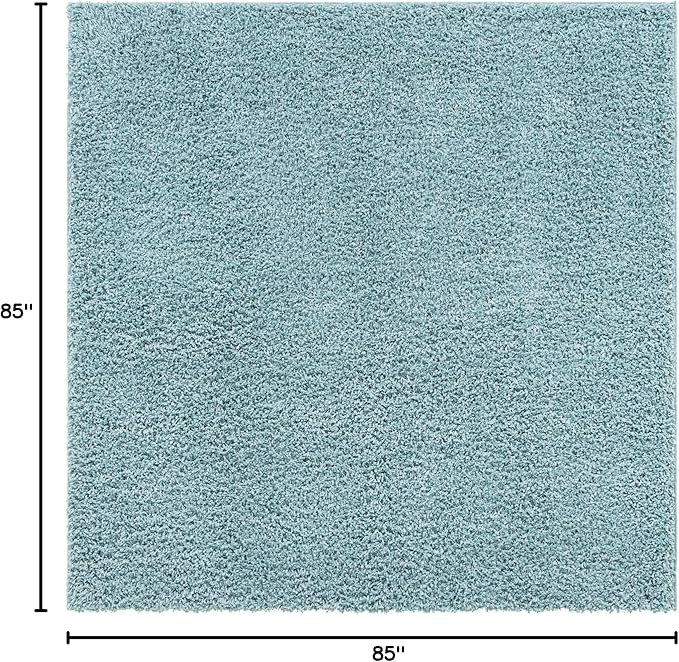 Unique Loom Davos Shag Collection Area Rug - Solid (7' 1" Square, Aqua)