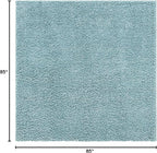 Unique Loom Davos Shag Collection Area Rug - Solid (7' 1" Square, Aqua)