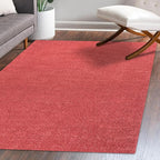 Eyely UES100E-14 Supersoft Haze Solid Low-Pile Indoor Area Rug, Coastal, Bohemian, Minimalist, Classic, Casual for Bedroom,Kitchen,Living Room,Non Shedding,Easy-Washing, Red, 10 X 14