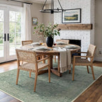 5x7 Area Rugs for Living Room, Machine Washable Rug, Non Slip Vintage Rugs, Low Pile Lightweight Print Rug for Bedroom, Dining Room, Home Office, Green