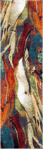 SAFAVIEH Glacier Collection Runner Rug - 2'3" x 16', Red & Green, Modern Abstract Design, Non-Shedding & Easy Care, Ideal for High Traffic Areas in Living Room, Bedroom (GLA126Q)