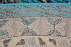 Unique Loom Taftan Collection Border Geometric Tribal Inspired Design Area Rug (8' 0 x 8' 0 Round, Turquoise/ Gray)