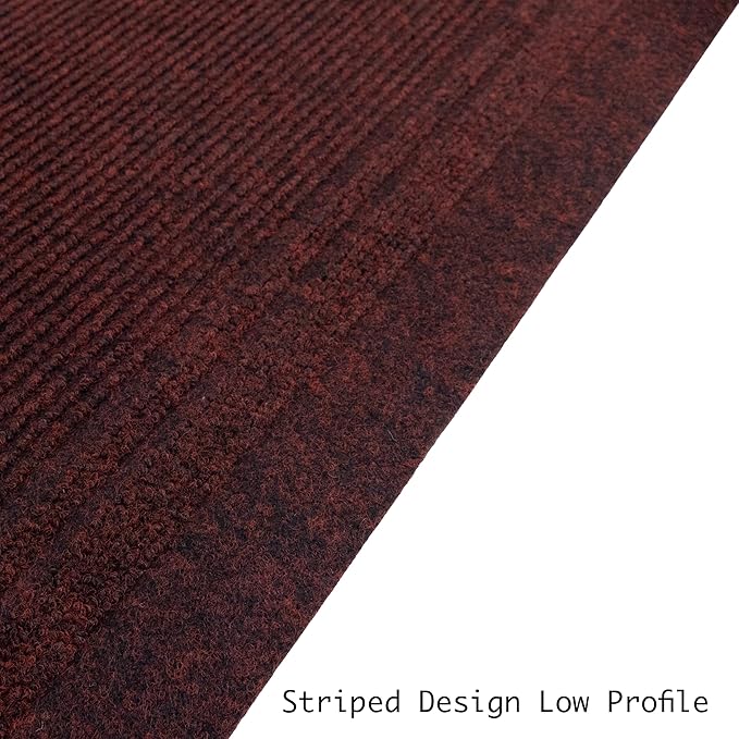 English Home Custom Size Anti Slip Burgundy Design Light Weight Durable TPR Backing Thin Pile Runner Rug (26" x 7')