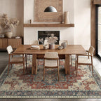 GENIMO 8x10 Area Rugs for Living Room, Machine Washable Non Slip Vintage Rugs, Low Pile Lightweight Chenille Print Rug for Bedroom, Dining Room, Home Office,Bordeaux