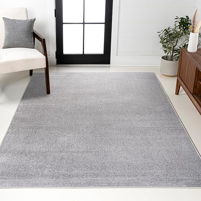 JONATHAN Y Haze Solid Low-Pile Light Gray Indoor Area Rug 6x9, Coastal,Bohemian,Minimalist,Classic, Easy-Cleaning for Living Room,Bedroom,Kitchen,Pet Friendly,Non-Shedding (SEU100K-6)