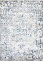 Bloom Rugs Washable Non-Slip 4' x 6' Rug - Teal/Beige Traditional Area Rug for Living Room, Bedroom, Dining Room, and Kitchen - Exact Size: 4' x 6'