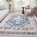 zesthome 3x5 Rug Ultra Soft Washable Rug, Non Slip Area Rug Indoor Entrance, Stain Resistant Rugs for Living Room Bedroom, Vintage Home Decor Area Rugs (Blue/Beige,3'x5')