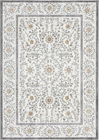 GarveeHome Boho 6x9 Area Rug for Living Room, Floral Vintage Rugs for Bedroom with Soft Low Pile, Non Slip Stain Resistant Botanical Washable Rug 6x9 for Dining Room Grey Carpet for Dorm Office