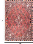Bloom Rugs Washable Non-Slip 9' x 12' Rug - Red/Multicolor Traditional Bordered Area Rug for Living Room, Bedroom, Dining Room, and Kitchen - Exact Size: 9' x 12'