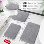 OLANLY Bathroom Rugs 30x18, Extra Soft Absorbent Chenille Bath Rugs, Rubber Backing Quick Dry, Machine Washable Bath Mats for Bathroom Floor, Tub and Shower, Home Decor Accessories, Grey