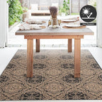 FH Home Flat Woven Outdoor Rug - Waterproof, Easy to Clean, Stain resistant - Premium Polypropylene Yarn - Mosaic Tile - Patio, Deck, Porch, Balcony, Laundry - Messina - Charcoal - 3ft 11 in x 5ft 6in