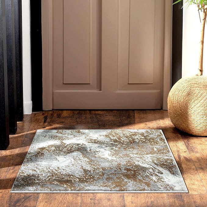 LUXE WEAVERS Marble Swirl Abstract Area Rug, Gray 2x3