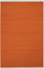 Rugsotic Carpets Hand Woven Flat Weave Kilim Wool ECO-Friendly Area Rugs - 9'x12', Rectangle Shape, Dark Orange Color, Solid Plain Design, Low Pile Handmade Rugs for Living Room (D00111)