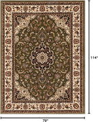 Well Woven Barclay Collection Medallion Kashan Green 6x9 Area Rug - for Living Room, Bedroom, and Dining Room
