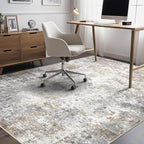 7x9 Area Rug Living Room Rugs - Washable Neutral Modern Abstract Soft Thin Large Rug Indoor Floor No Slip Rug Carpet for Bedroom Under Dining Table Home Office Decor - Brown Grey