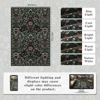 4x6 Black Floral Boho Area Rug,Low-Pile Stain Resistant Non-Slip Machine Washable Carpet for Living Room,Bedroom, Kitchen,Entryway,Dining Room, Nursery