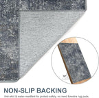 Bavni 6x9 Area Rugs Machine Washable Rug for Living Room, Modern Printed Rug Indoor Soft Area Rug for Bedroom Dining Room, Ultra-Thin Low Pile Carpet with Non Slip Rubber Backing, Dark Gray