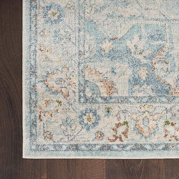 Nourison Home Astra Machine Washable Light Blue 7'10" x 10' Area Rug - Easy Clean, Non Shedding, Bed Room, Living Room, Dining Room, Kitchen (8' x 10')