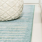 JONATHAN Y Khalil Modern Berber Stripe Turquoise/Cream Indoor Area Rug, 5x8, Contemporary, Bohemian, Easy-Cleaning for Living Room, Bedroom, Kitchen, Pet Friendly, Non-Shedding (MOH207D-5)
