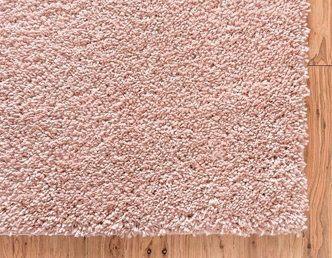 Unique Loom Davos Shag Collection Area Rug - Solid (2' 2" x 6' 7" Runner, Dusty Rose)
