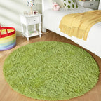 Andency Grass Green Round Area Rug for Bedroom, Soft Shag Circle Rug 6x6 for Room, Fluffy Faux Fur Carpet for Home Decor, Circular Fuzzy Plush Rug for Living Room, Playroom