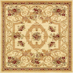 Rugs.com Chateau Collection Rug – 6 Ft Square Cream Medium Rug Perfect for Living Rooms, Kitchens, Entryways