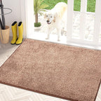 PURRUGS Dirt Trapping Door Mat 34" x 59", Non-Slip Machine Washable Entry Rug, Shoe Scraper, Dog Doormat, Super Absorbent Welcome Mat for Front & Back Door, Muddy Shoes & Paws, Brown-Light Cream