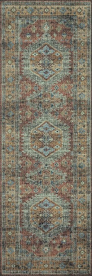 Loloi Skye Collection SKY-07 Terracotta/Sky 2'-6" x 12'-0" Runner Rug