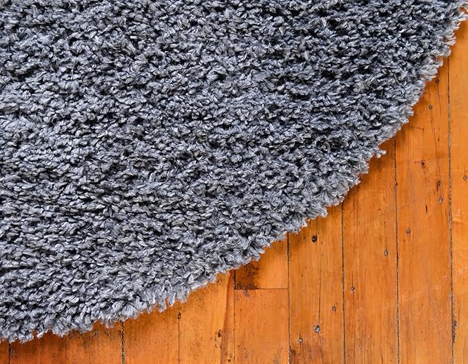 Unique Loom Davos Shag Collection Area Rug - Solid (2' Round, Peppercorn)