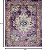 SAFAVIEH Monaco Collection Area Rug - 9' x 12', Violet & Light Blue, Boho Chic Medallion Distressed Design, Non-Shedding & Easy Care, Ideal for High Traffic Areas in Living Room, Bedroom (MNC243L)