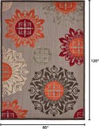Unique Loom Outdoor Modern Collection Area Rug - Chicago (7' 1" x 10' Rectangle, Brown/ Orange)