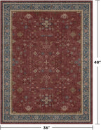 Washable 3x4 Rugs for Entryway - Burgundy Large Kitchen Rug, Non Slip Inside Door Mats for Home Entrance, Unique Bohemian Red Low Pile Thin Carpet for Bedroom Bedside, Foyer